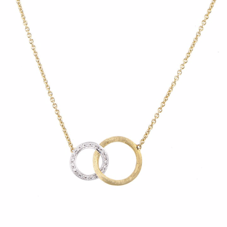 Marco Bicego 18K Yellow Gold Jaipur Link Collection Small Pendant Necklace With Diamonds .14Ctw 16.5